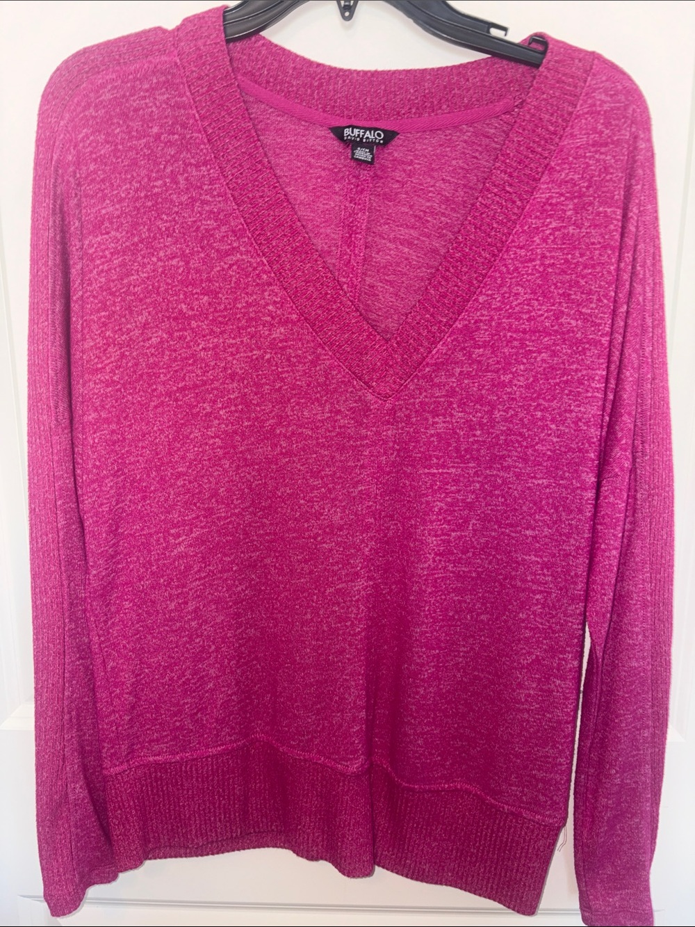 Buffalo David Bitton Fuchsia Heather V-Neck Sweater